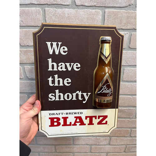 Vintage 1960s Blatz Shorty Bottle Wooden Plaque Beer Advertising Sign Milwaukee