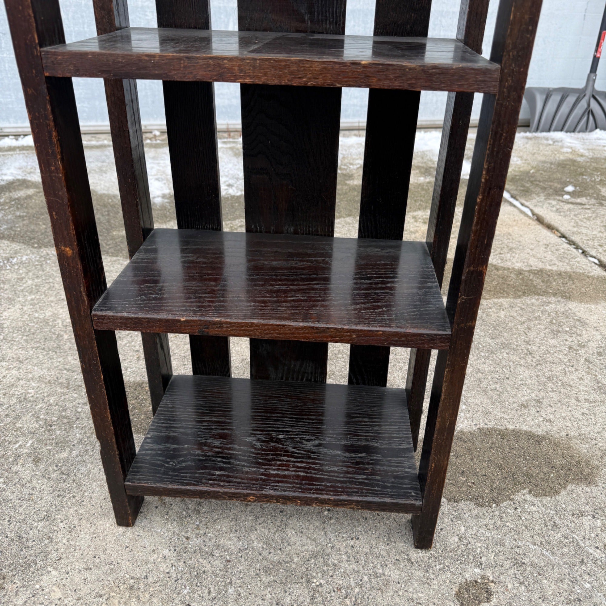 Vintage Mission Oak Four Tier Bookshelf Display Rack Solid Wood - Arts & Crafts