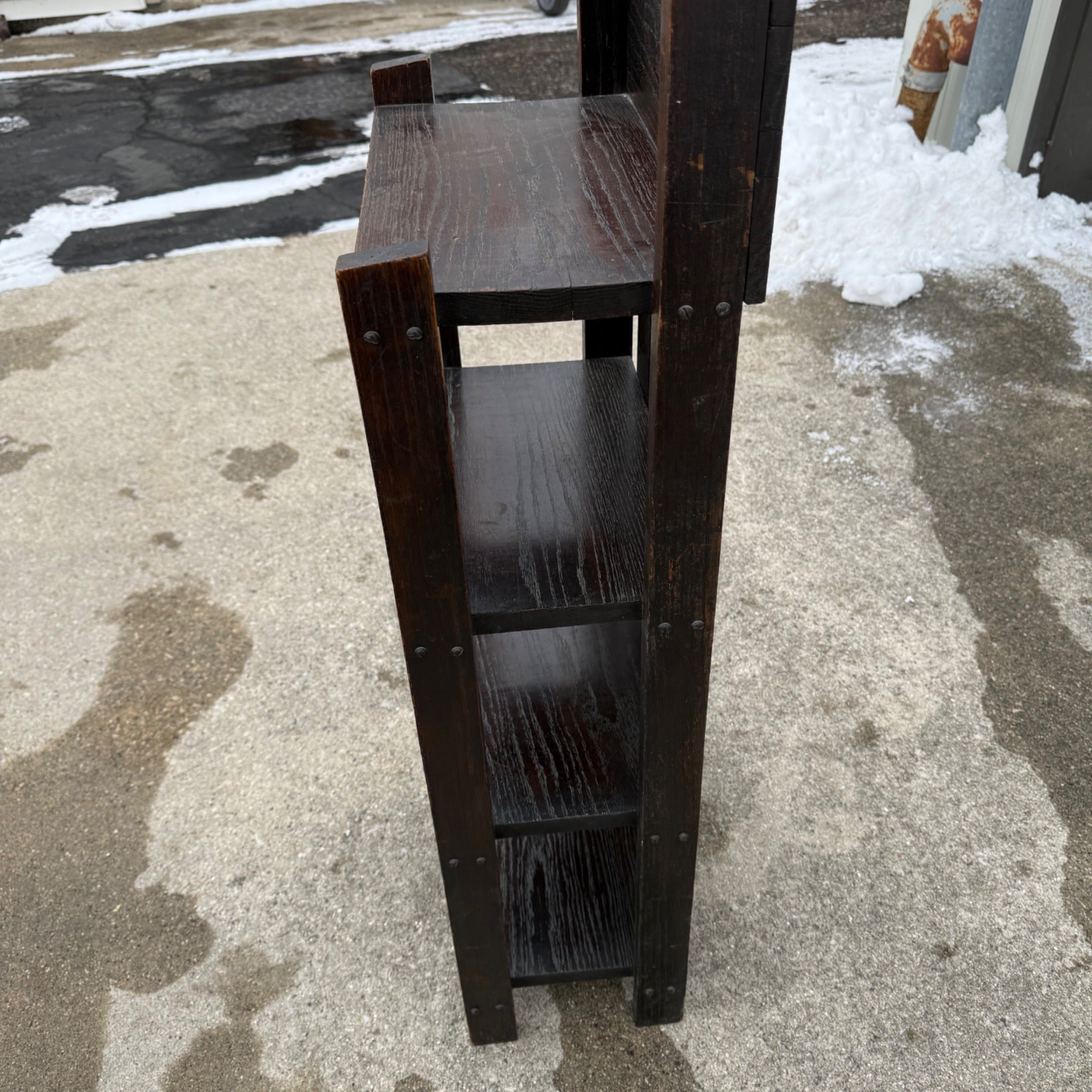 Vintage Mission Oak Four Tier Bookshelf Display Rack Solid Wood - Arts & Crafts