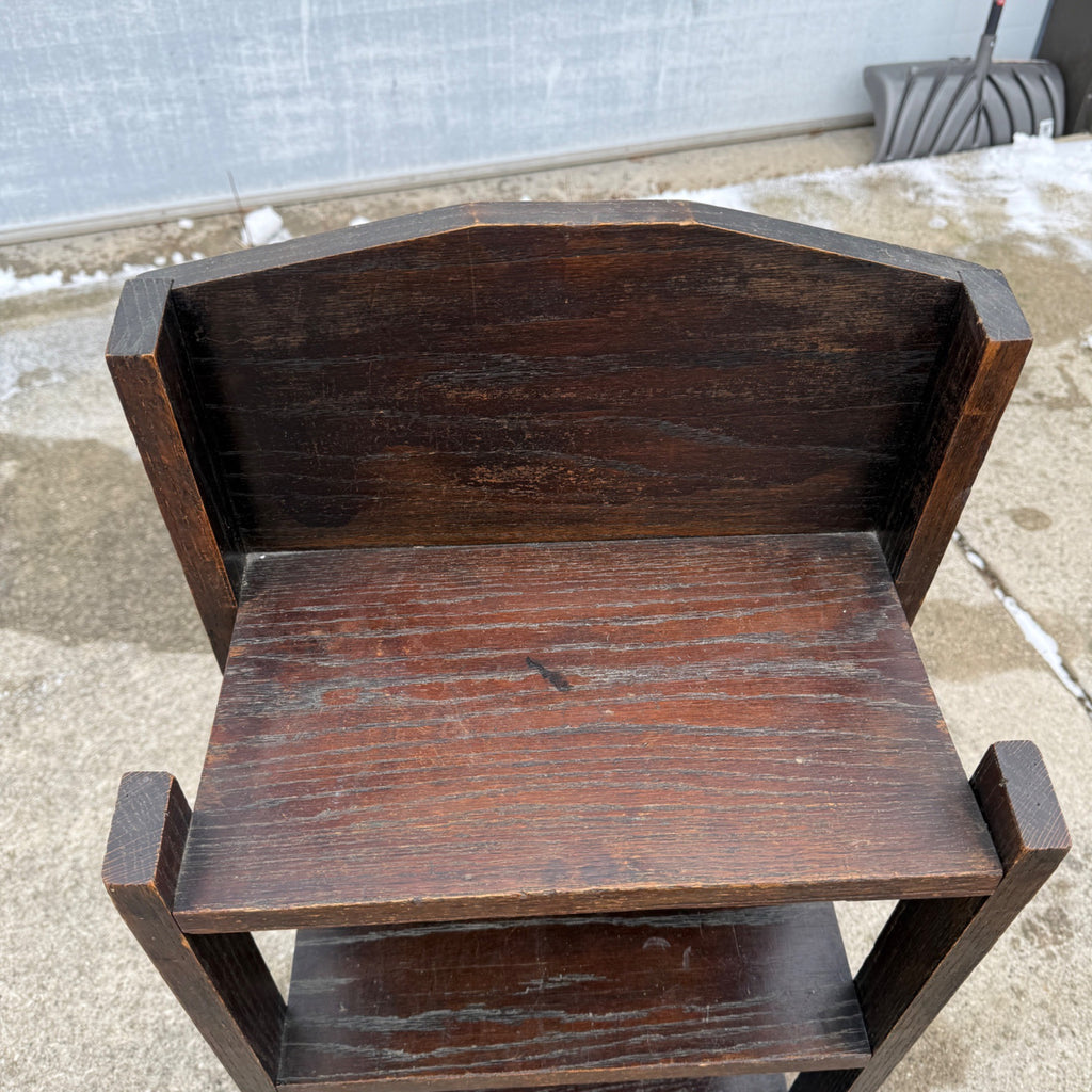 Vintage Mission Oak Four Tier Bookshelf Display Rack Solid Wood - Arts & Crafts