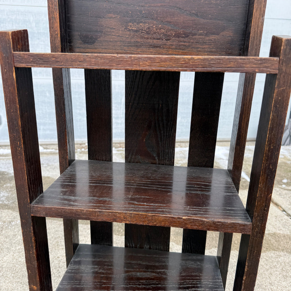 Vintage Mission Oak Four Tier Bookshelf Display Rack Solid Wood - Arts & Crafts