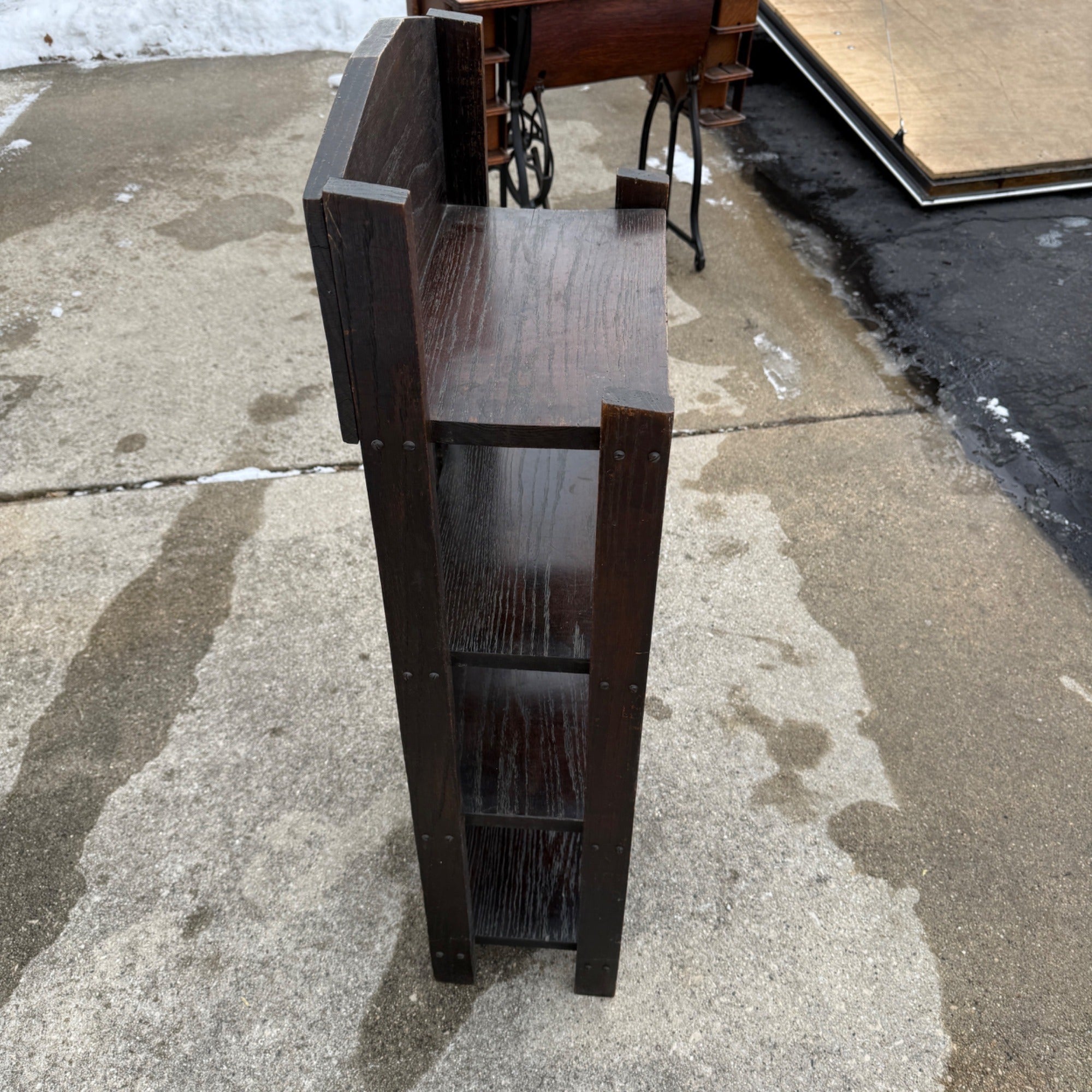 Vintage Mission Oak Four Tier Bookshelf Display Rack Solid Wood - Arts & Crafts