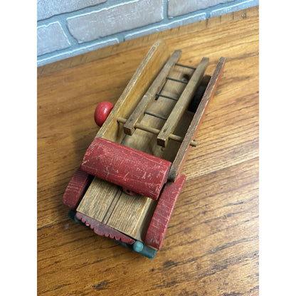 RARE Vintage 1940s Cass Tiny Town Wooden Firetruck & Dump Truck Toys