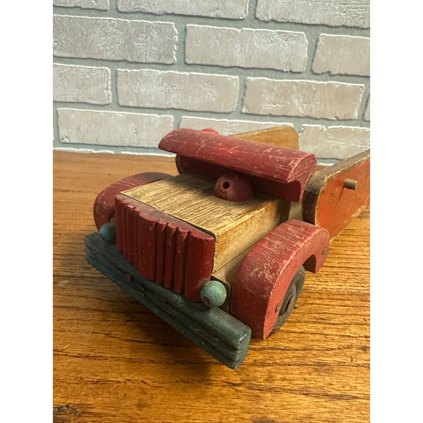 RARE Vintage 1940s Cass Tiny Town Wooden Firetruck & Dump Truck Toys