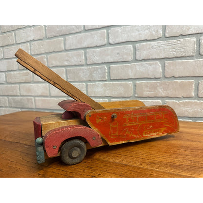 RARE Vintage 1940s Cass Tiny Town Wooden Firetruck & Dump Truck Toys