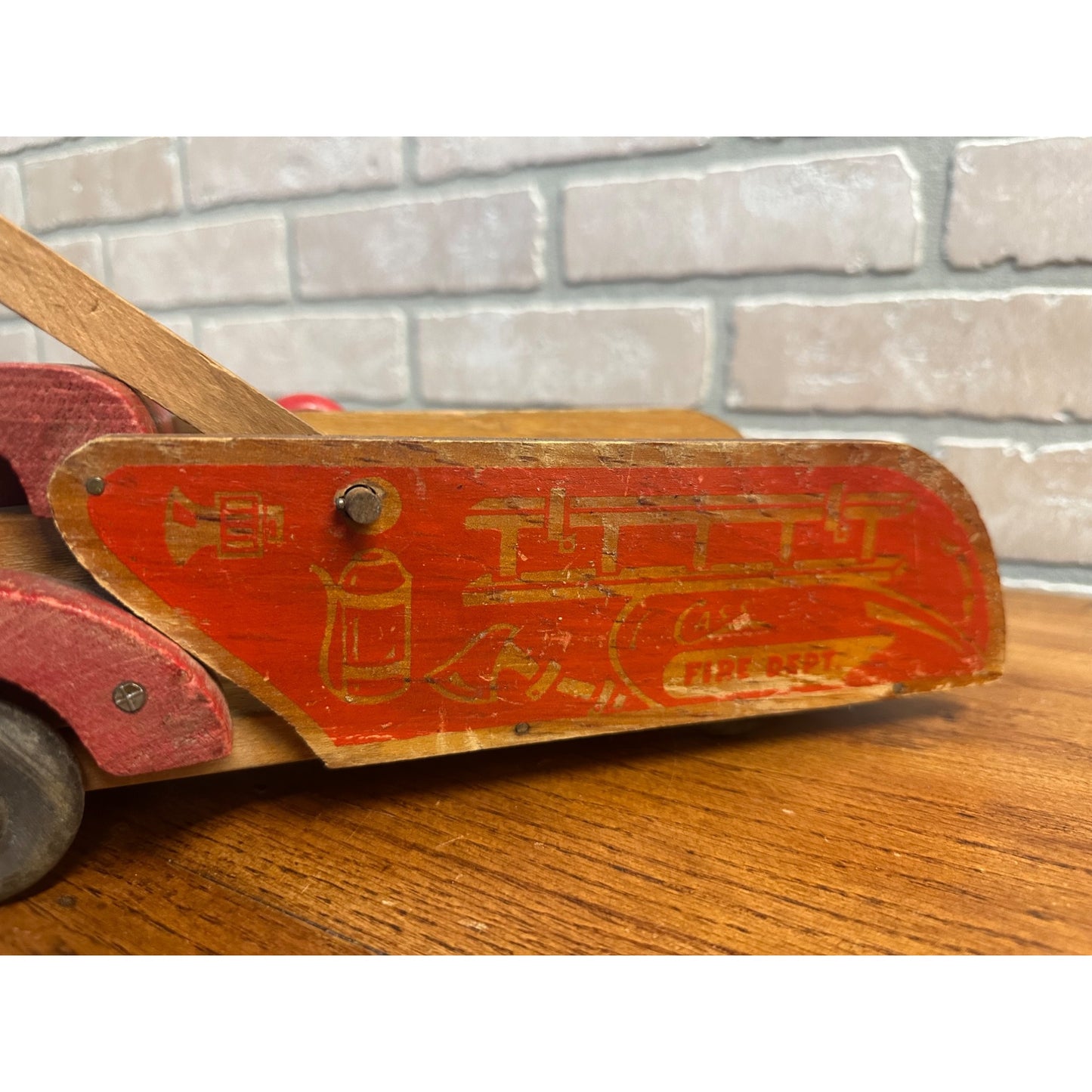 RARE Vintage 1940s Cass Tiny Town Wooden Firetruck & Dump Truck Toys