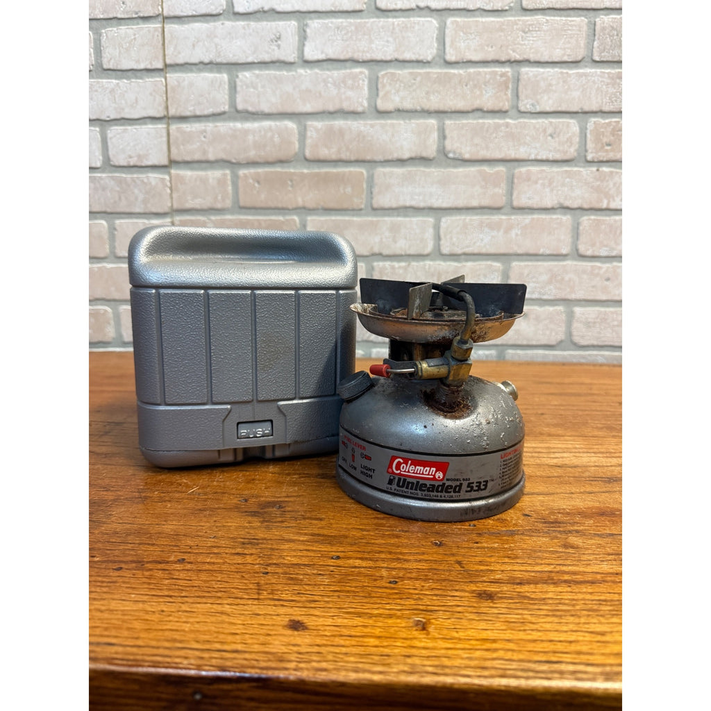 1994 Coleman Fuel & Unleaded Gas Duel Fuel Stove Model 533 Grey with Grey Case