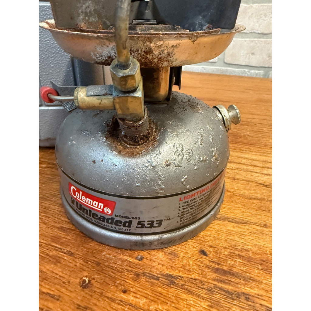 1994 Coleman Fuel & Unleaded Gas Duel Fuel Stove Model 533 Grey with Grey Case