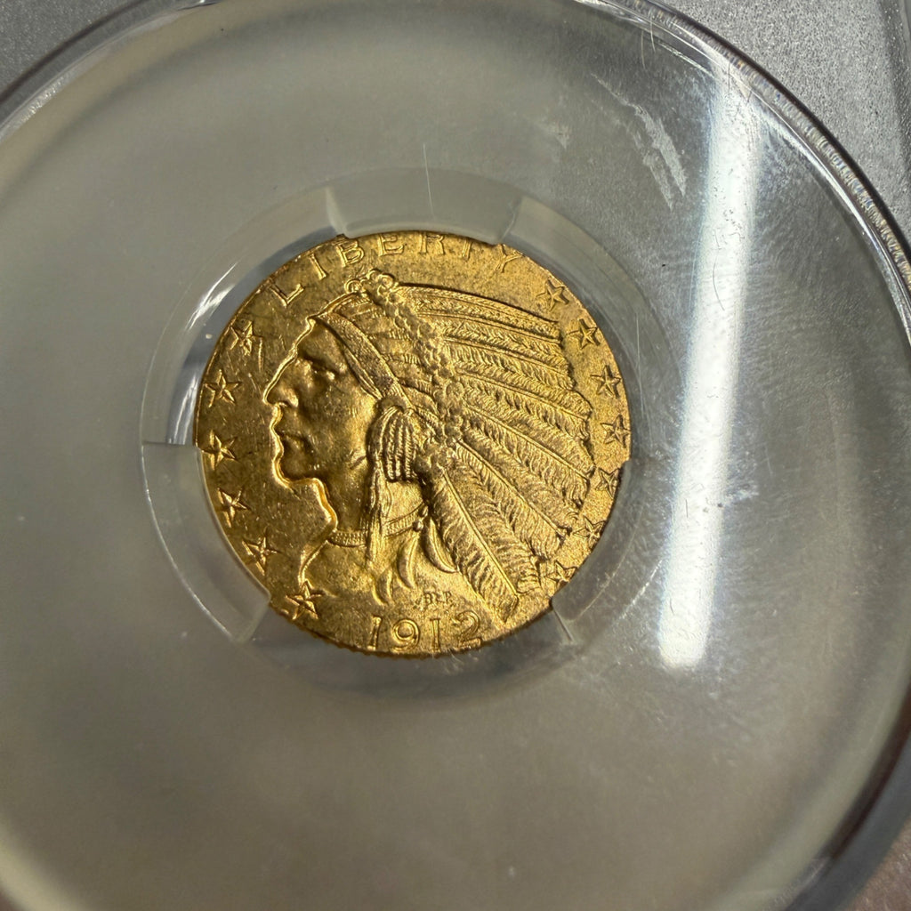 1912 $5 Indian Gold Half Eagle Coin CAC MS63 Witterbrick