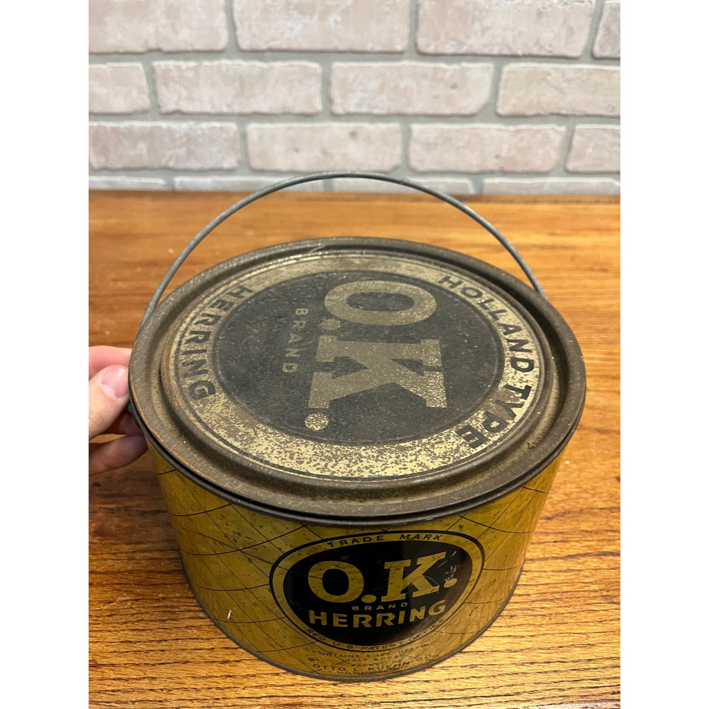 Vintage Kuehn OK Herring Milwaukee Wisconsin Advertising Tin Pail Can Bucket