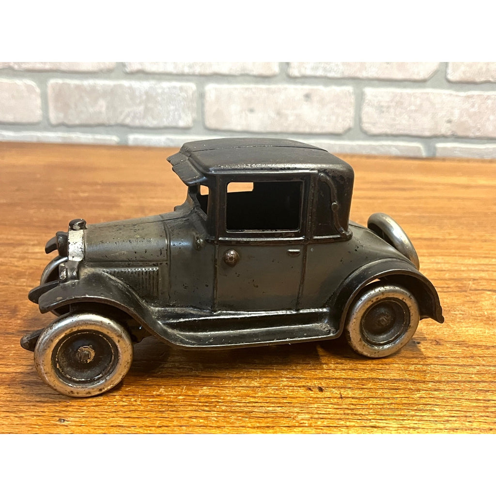 Original Vintage Arcade Two Tone Gray & Black Cast Iron Chevy Coupe / Sedan 8"