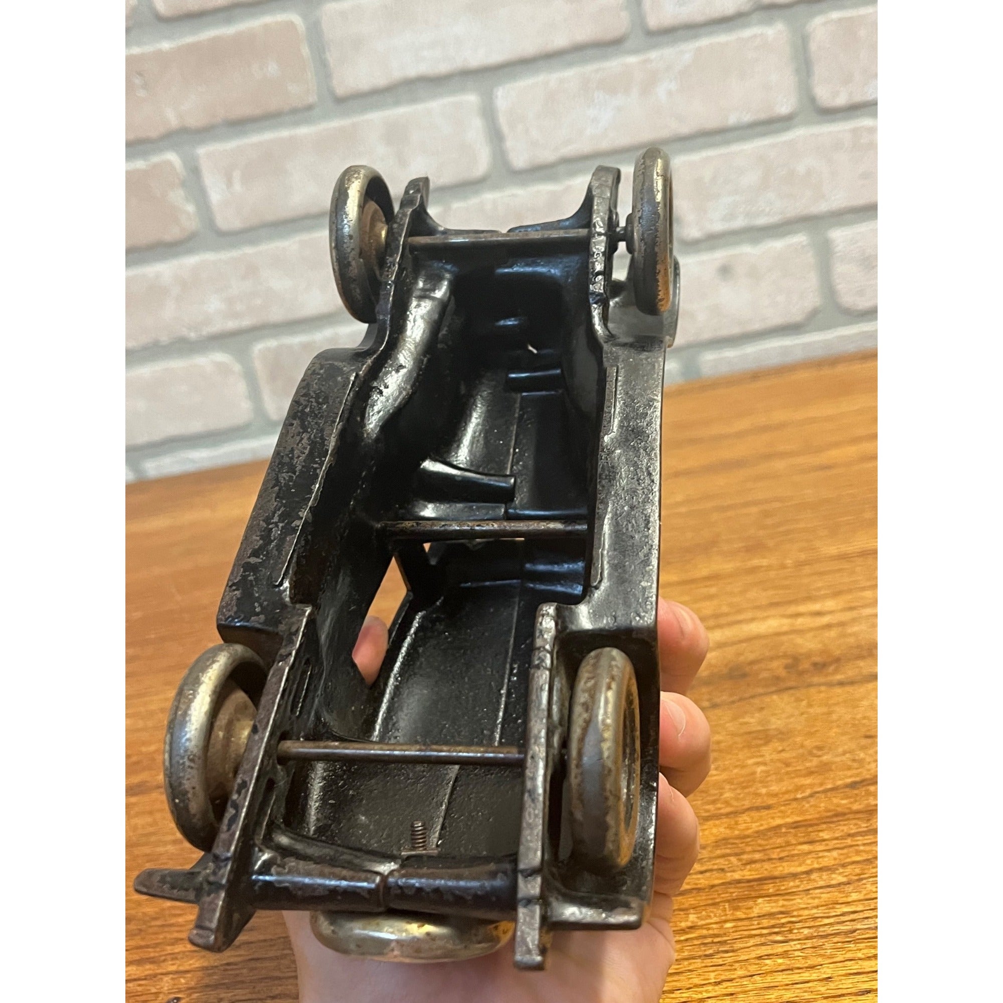 Original Vintage Arcade Two Tone Gray & Black Cast Iron Chevy Coupe / Sedan 8"