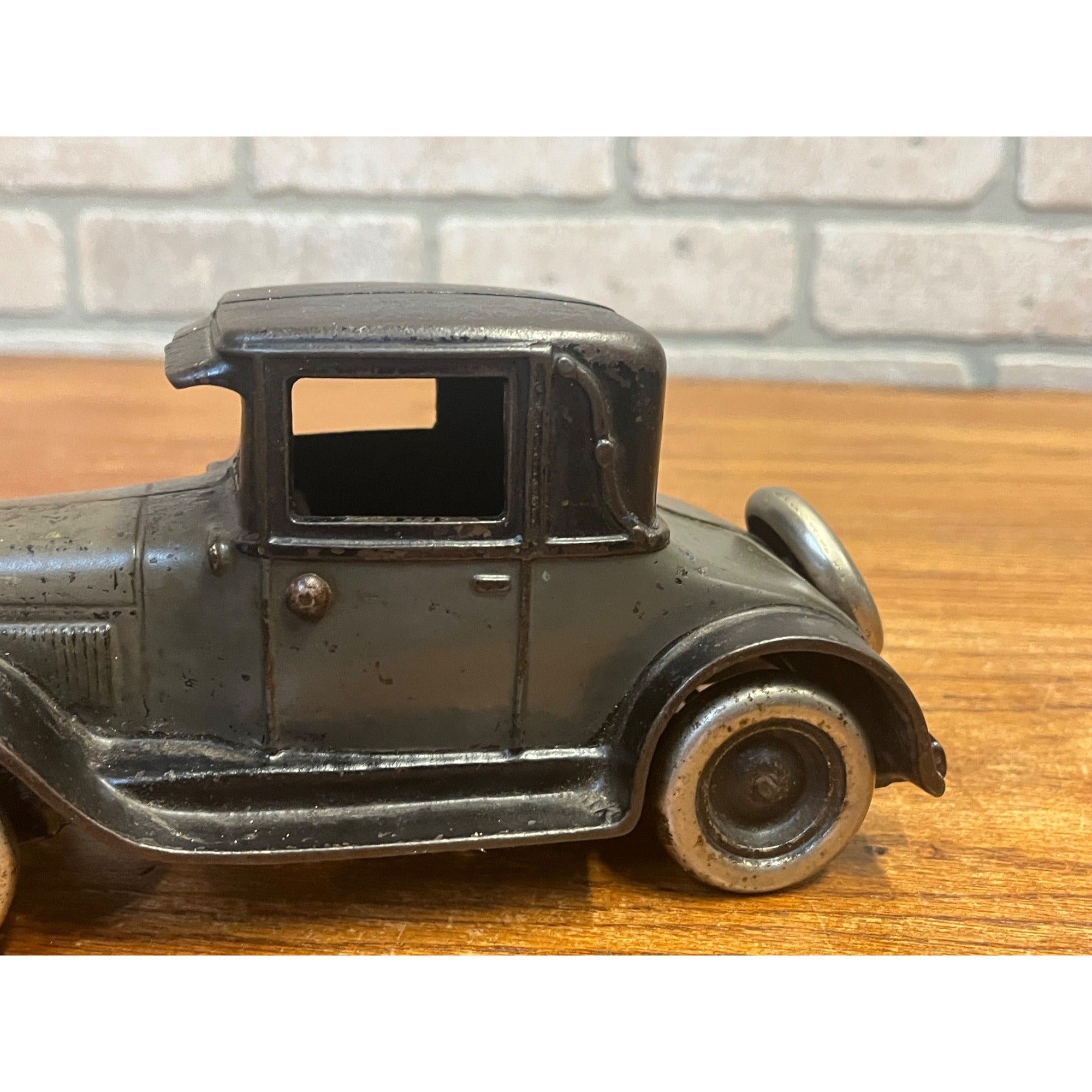 Original Vintage Arcade Two Tone Gray & Black Cast Iron Chevy Coupe / Sedan 8"