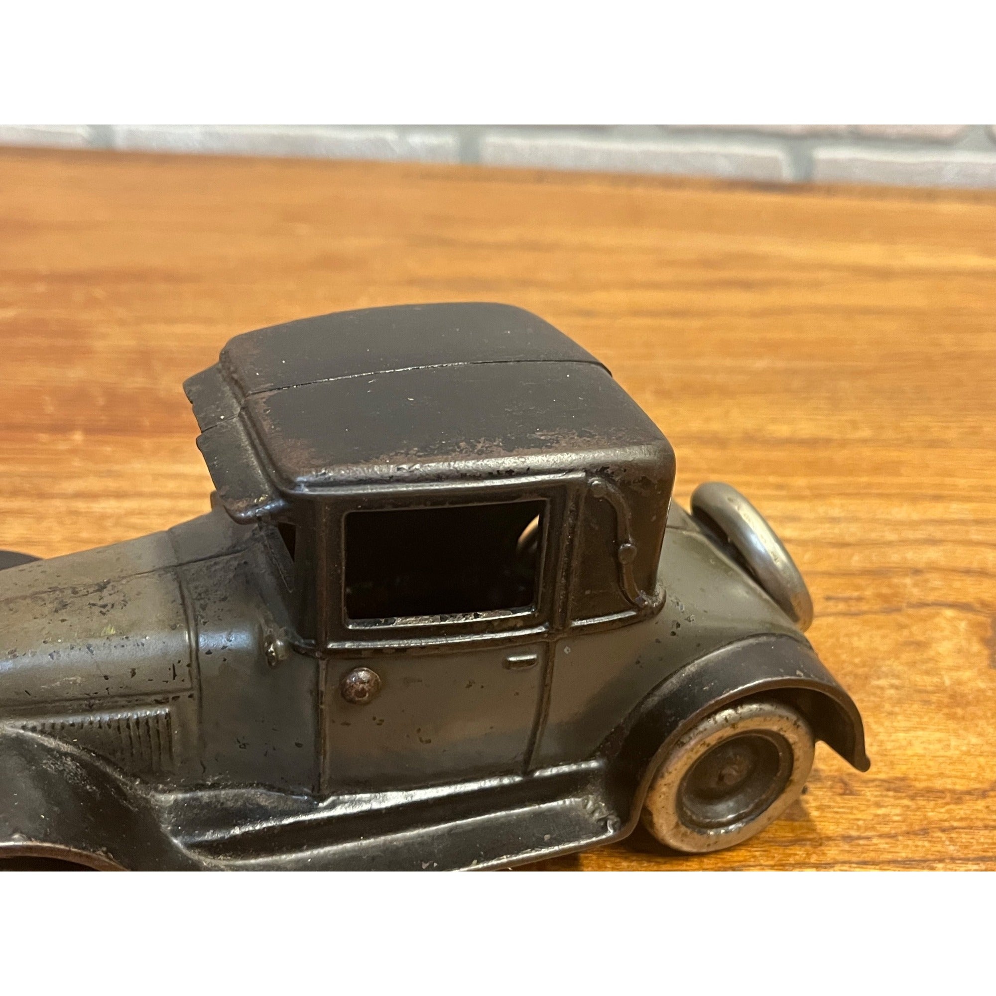 Original Vintage Arcade Two Tone Gray & Black Cast Iron Chevy Coupe / Sedan 8"