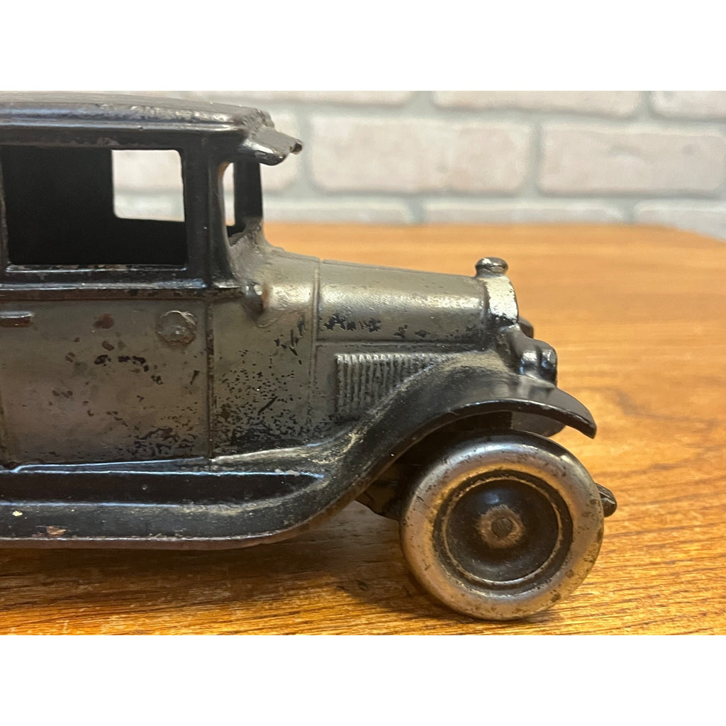 Original Vintage Arcade Two Tone Gray & Black Cast Iron Chevy Coupe / Sedan 8"