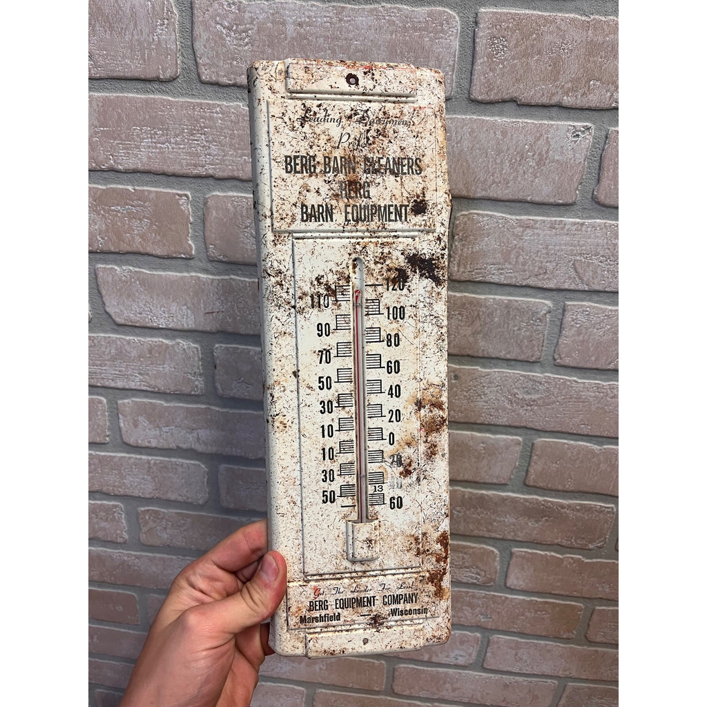 Berg Barn Cleaner Thermometer Vintage Advertising Marshfield Wisconsin