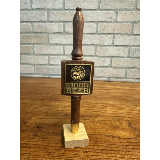 Vintage Miller $1000 Beer 10" Tap Knob Handle Wood