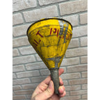 Vintage Painted Yellow Galvanized Steel Asphalt Plant Folk Art Americana Funnel