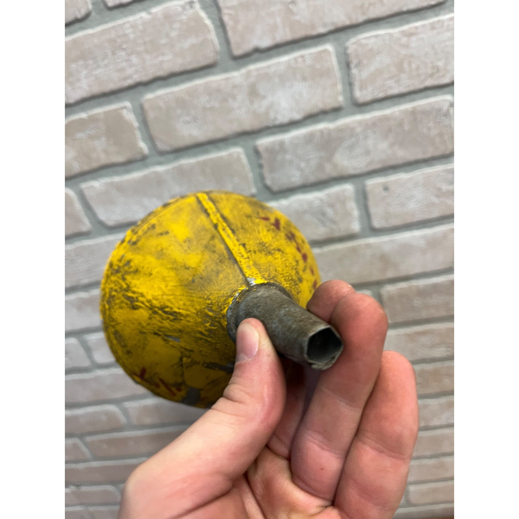Vintage Painted Yellow Galvanized Steel Asphalt Plant Folk Art Americana Funnel