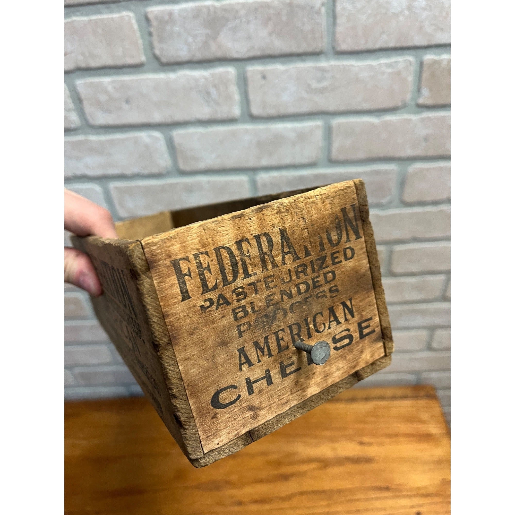 Vintage Cheese Box Federation Brick Plymouth Wis Loaf 5 Lbs Kitchen Decor