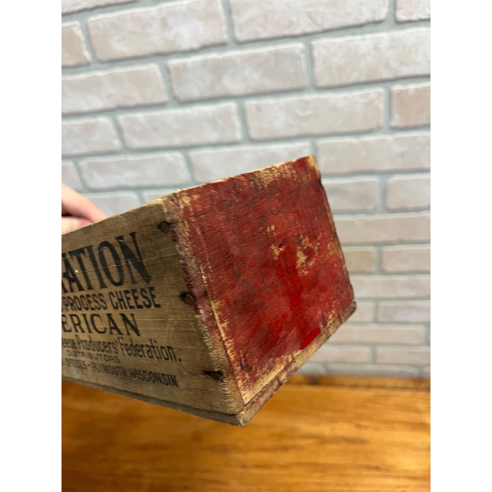 Vintage Cheese Box Federation Brick Plymouth Wis Loaf 5 Lbs Kitchen Decor