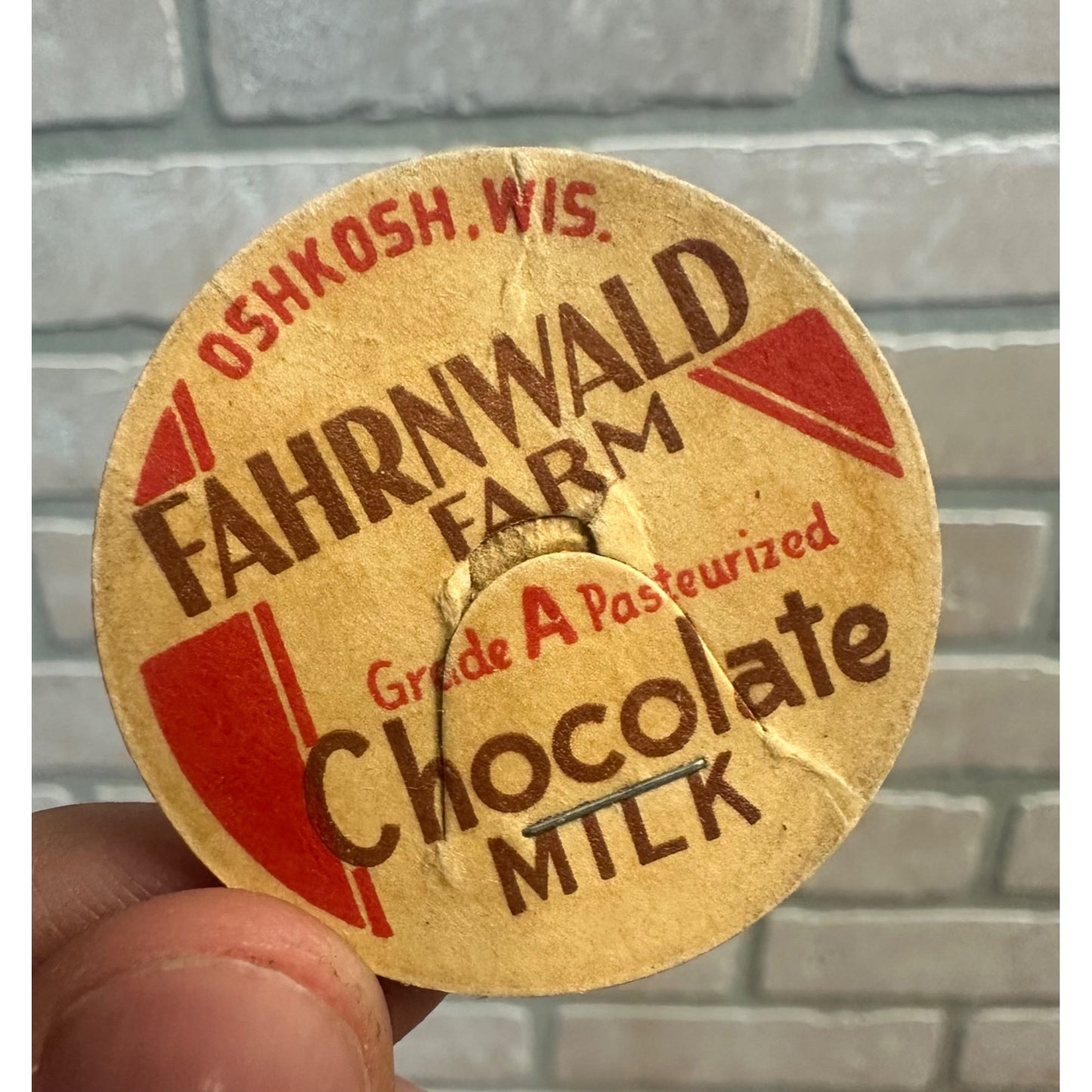 Milk Bottle Cap - Fahrnwald Farm Dairy - Oshkosh, (Wisconsin) Wis WI - Chocolate