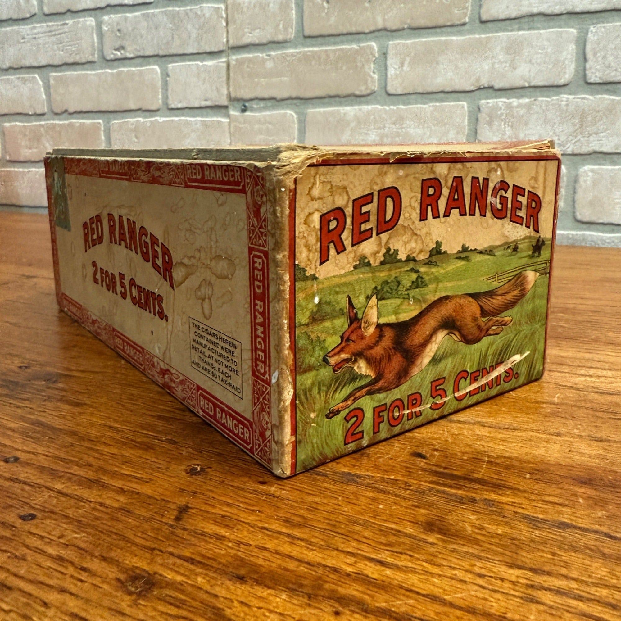 Vintage Red Ranger Cigar Wooden Box Wooden Advertising Display Hunting