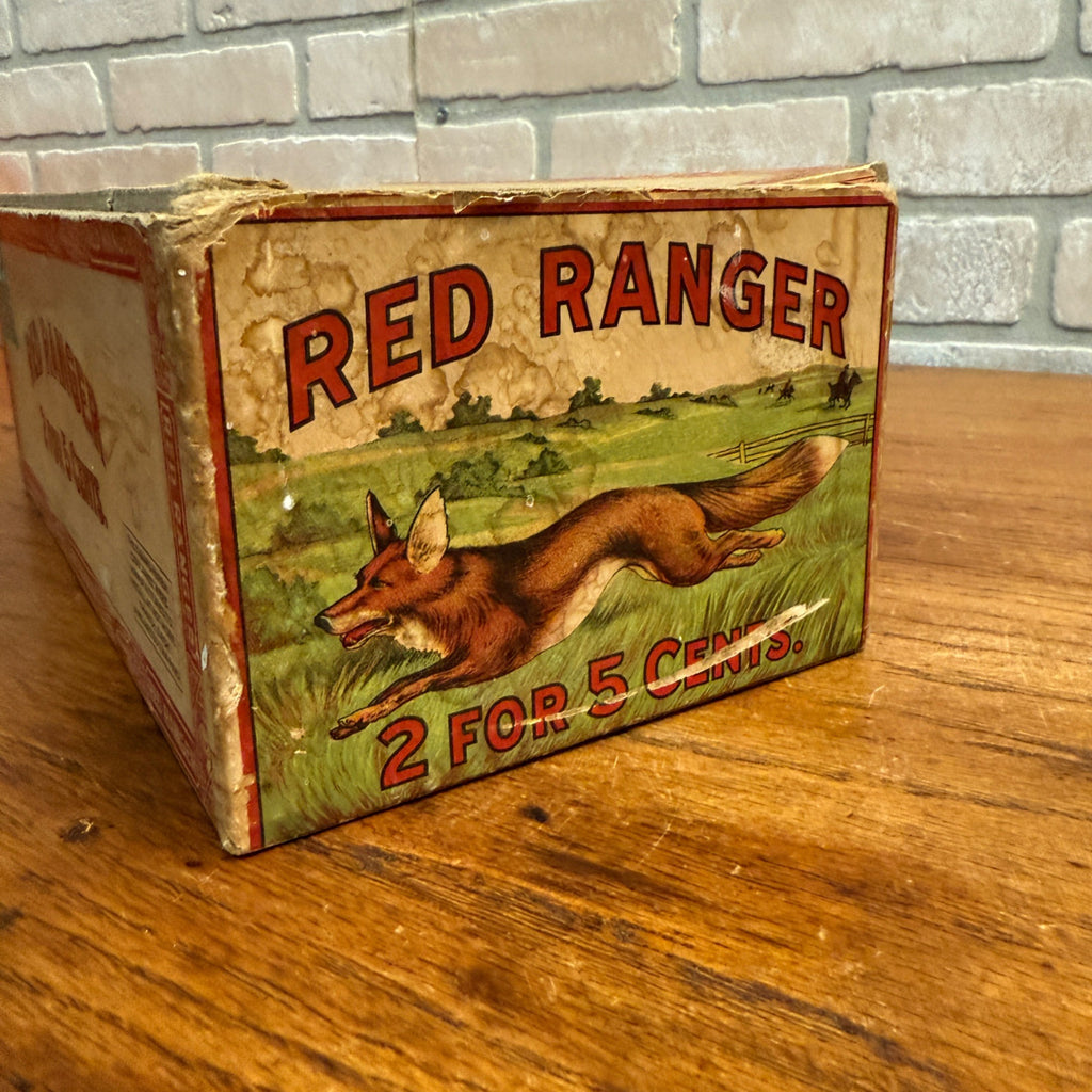 Vintage Red Ranger Cigar Wooden Box Wooden Advertising Display Hunting