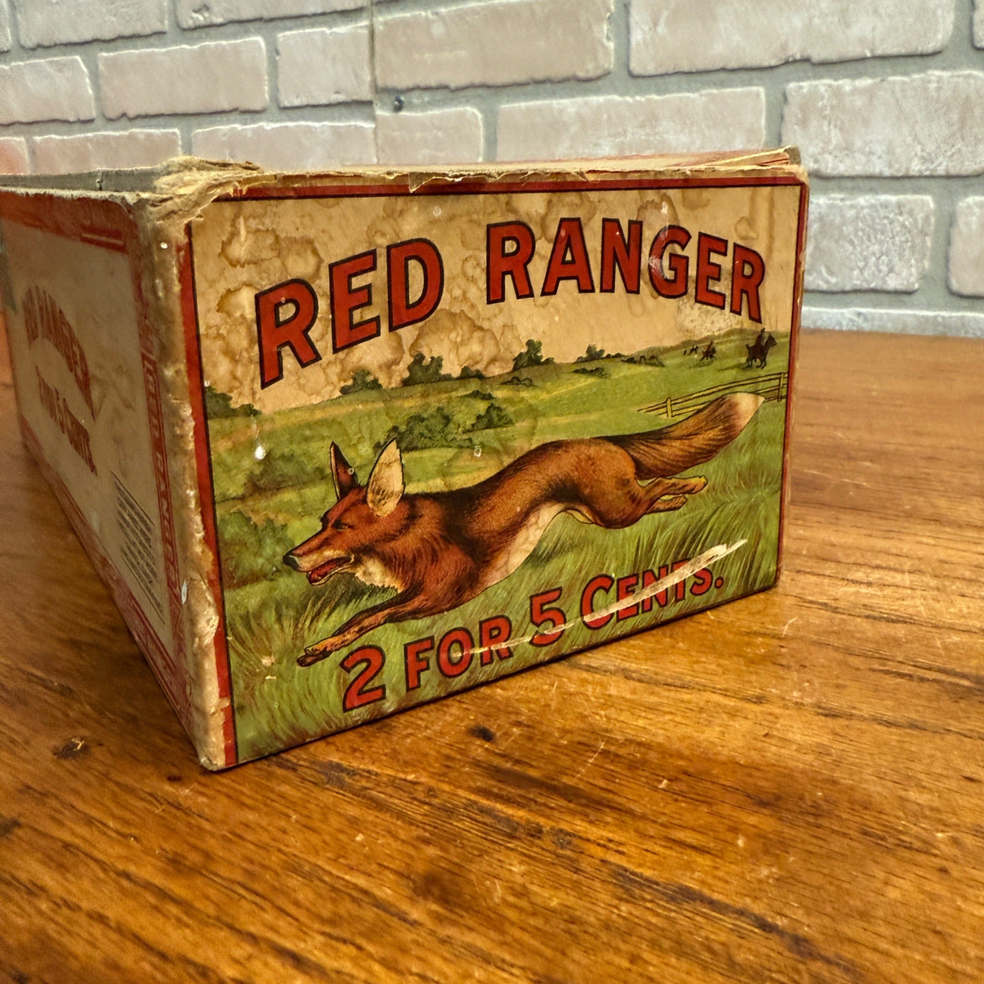 Vintage Red Ranger Cigar Wooden Box Wooden Advertising Display Hunting