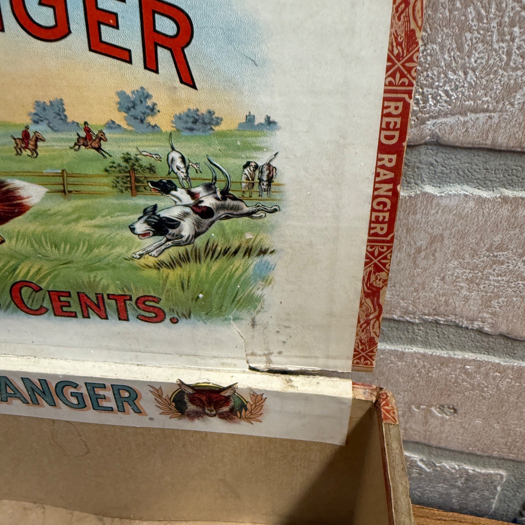 Vintage Red Ranger Cigar Wooden Box Wooden Advertising Display Hunting