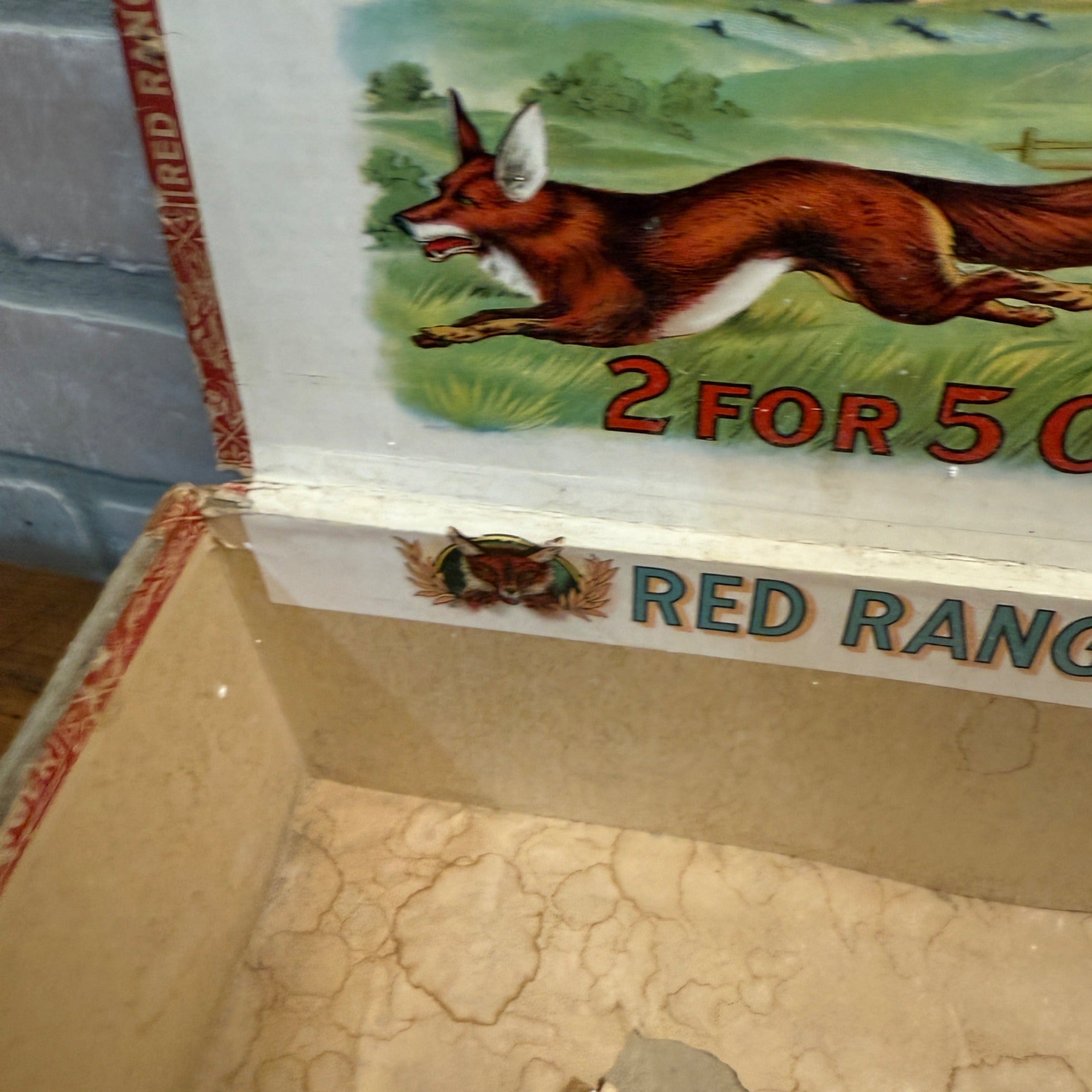 Vintage Red Ranger Cigar Wooden Box Wooden Advertising Display Hunting