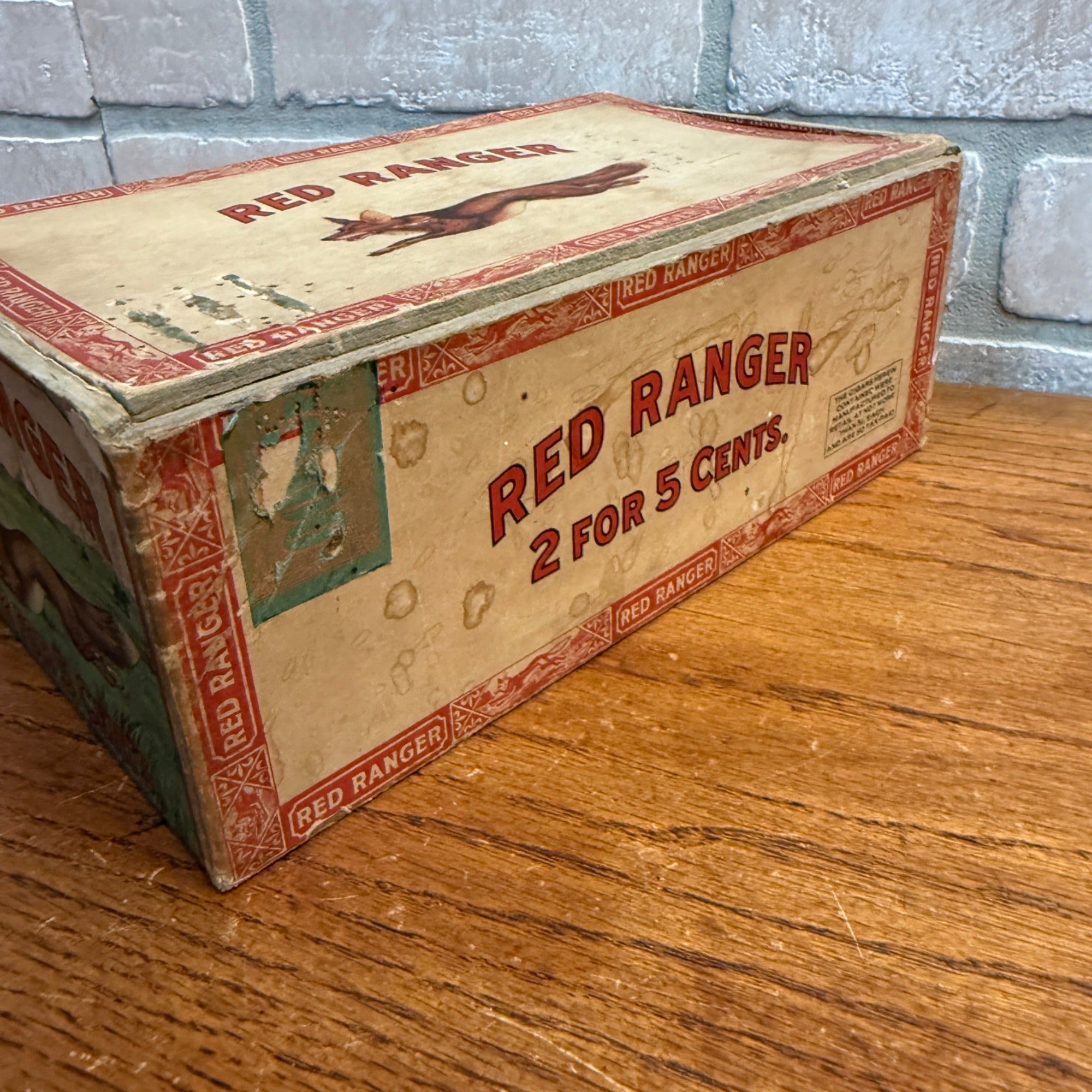 Vintage Red Ranger Cigar Wooden Box Wooden Advertising Display Hunting