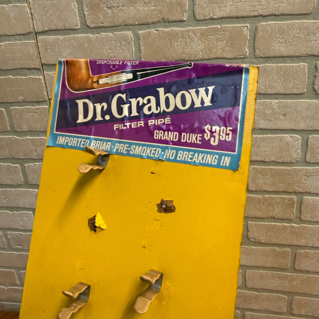 Dr Grabow Vintage Pipe Tobacco Smoking Display Stand Sign Retail Advertising.