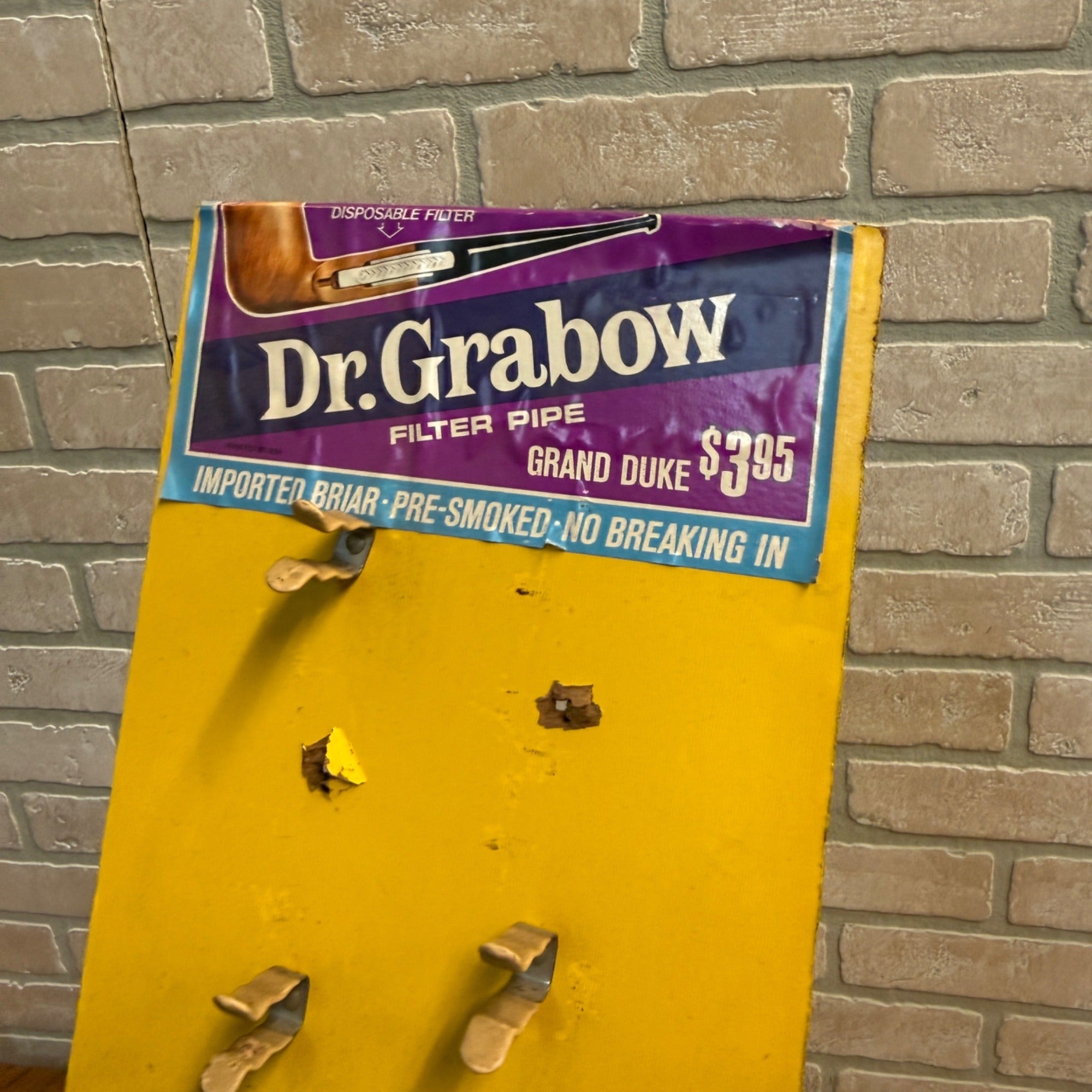 Dr Grabow Vintage Pipe Tobacco Smoking Display Stand Sign Retail Advertising.