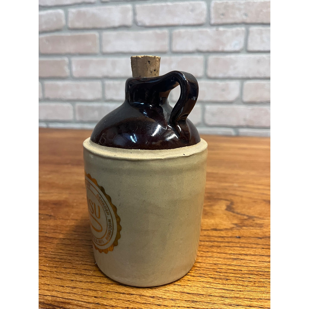 Vintage 1950s Wisconsin State University Oshkosh College Stoneware Jug