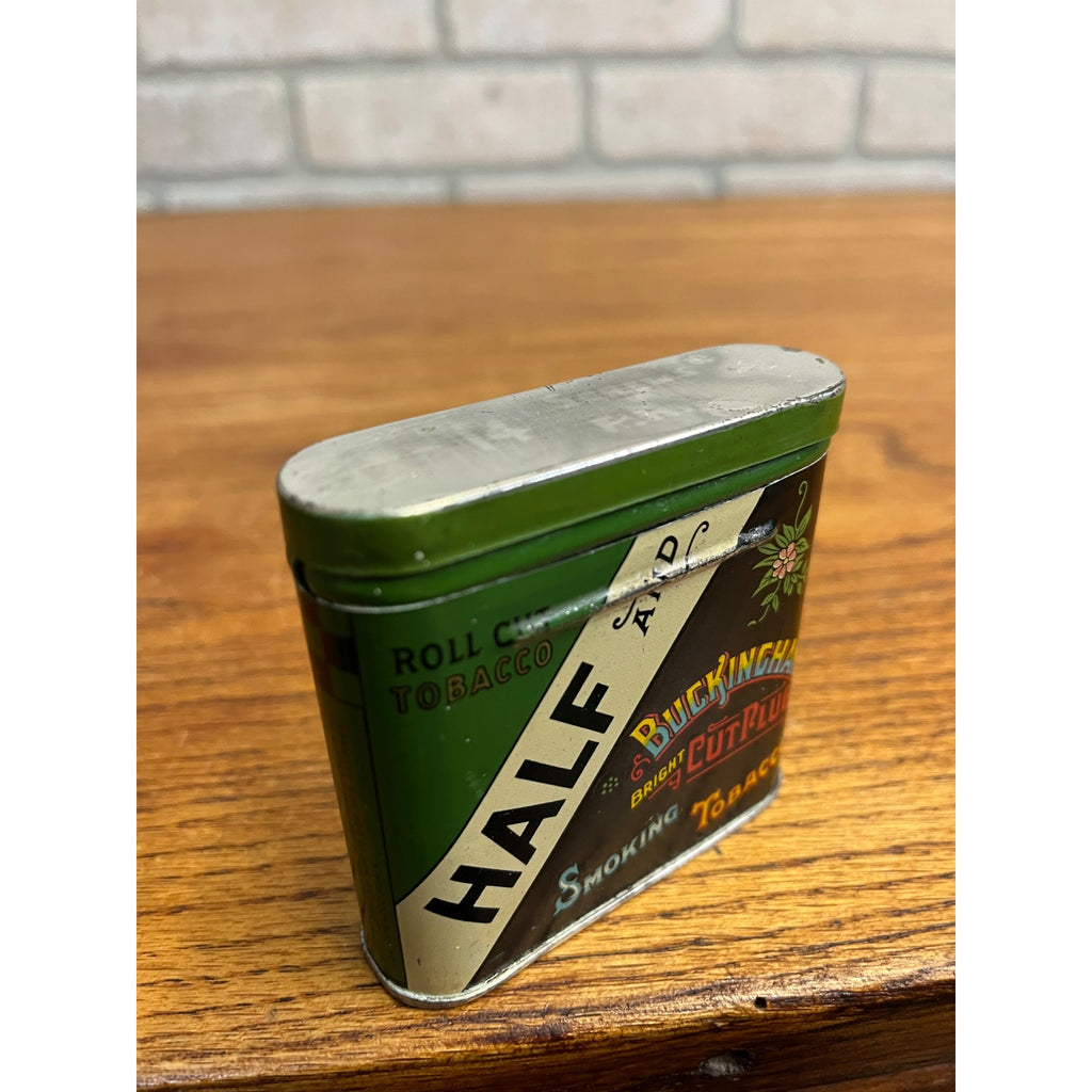 Vintage Half & Half Buckingham Advertising Vertical Pocket Tobacco Tin Empty