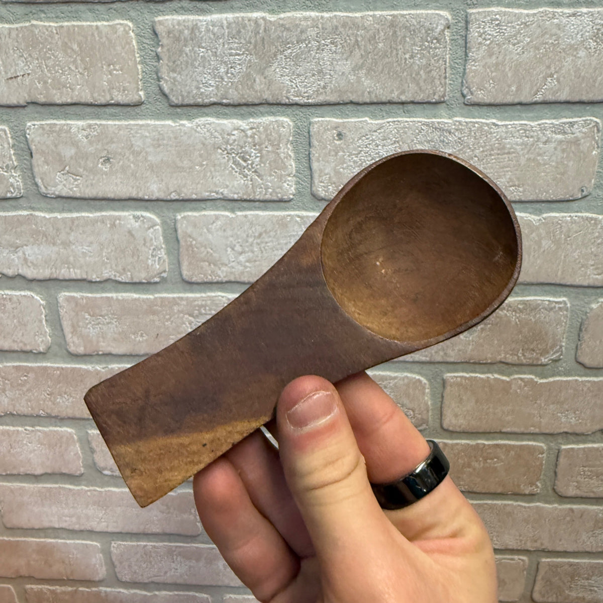 Vintage Rustic Hand-Carved Wooden Spoon or Scoop With Wide Handle Primitive Kitchen Decor
