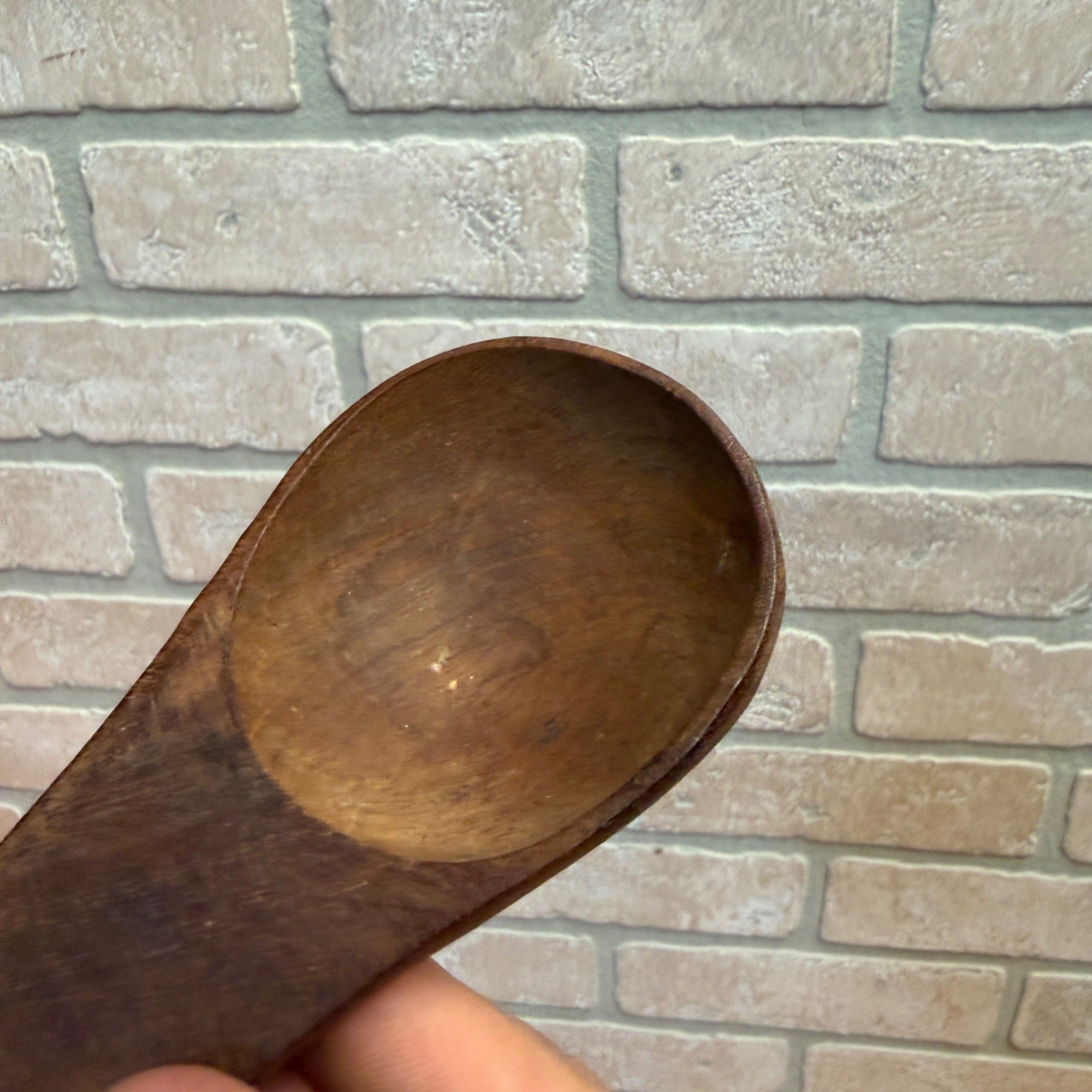 Vintage Rustic Hand-Carved Wooden Spoon or Scoop With Wide Handle Primitive Kitchen Decor