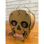 RARE Vintage Antique Halloween Skull Lantern Cardboard Dolly Toy Co.