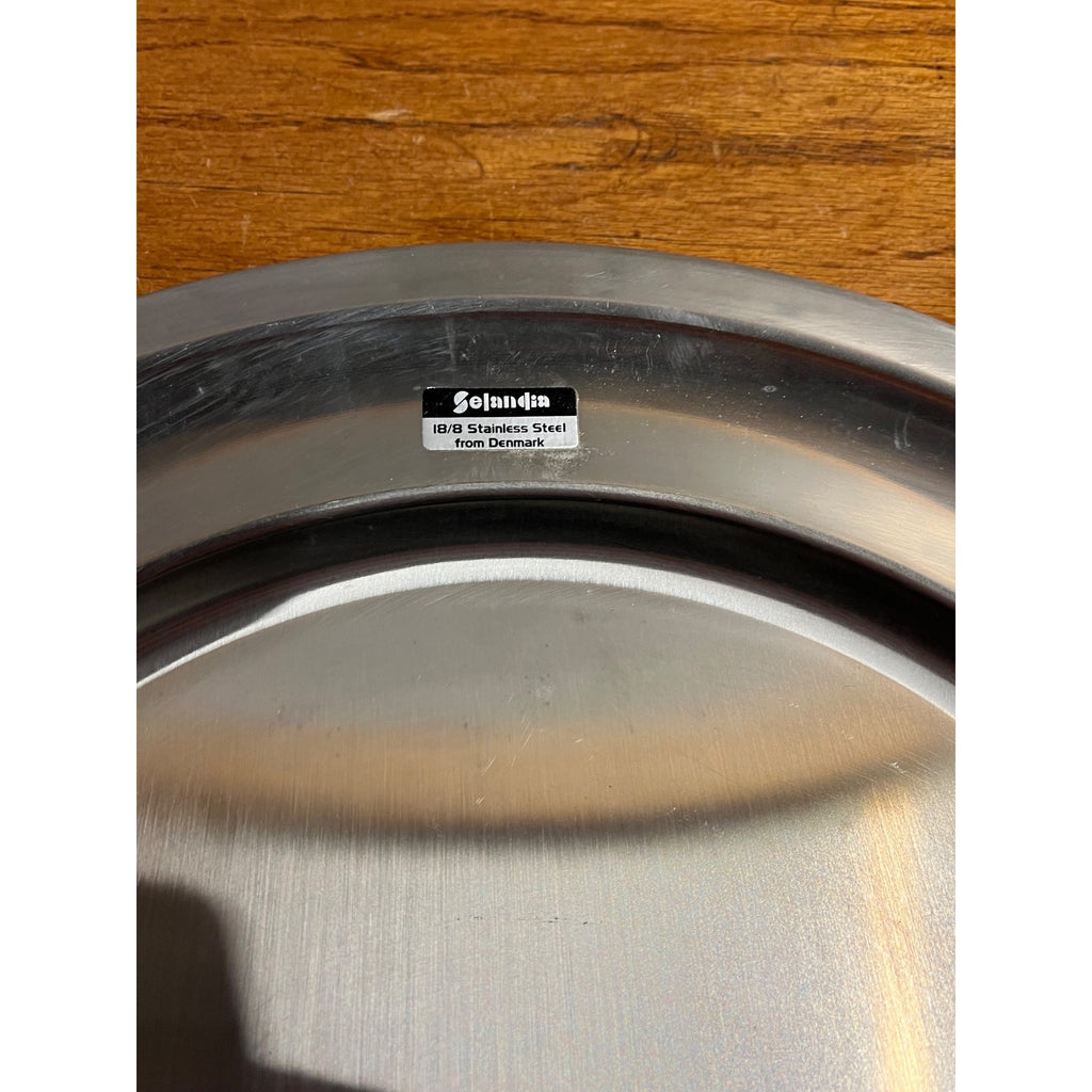 Vintage Danish Stainless Round 14.75" Platter Serving Tray Selandia 18/8 Denmark