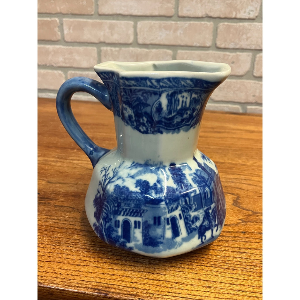 Vintage Victoria Ware Ironstone Water Pitcher Jug Flow Blue Antique 7"