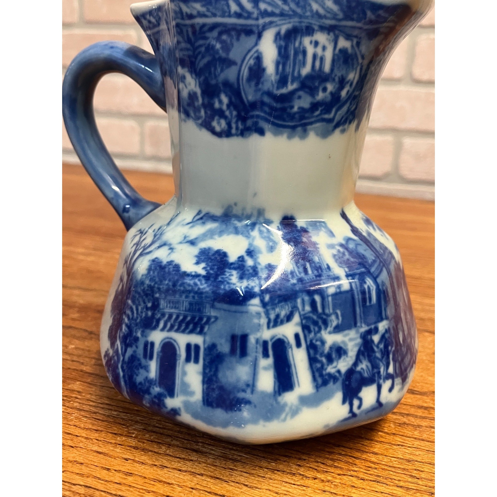Vintage Victoria Ware Ironstone Water Pitcher Jug Flow Blue Antique 7"