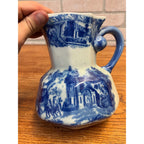 Vintage Victoria Ware Ironstone Water Pitcher Jug Flow Blue Antique 7"