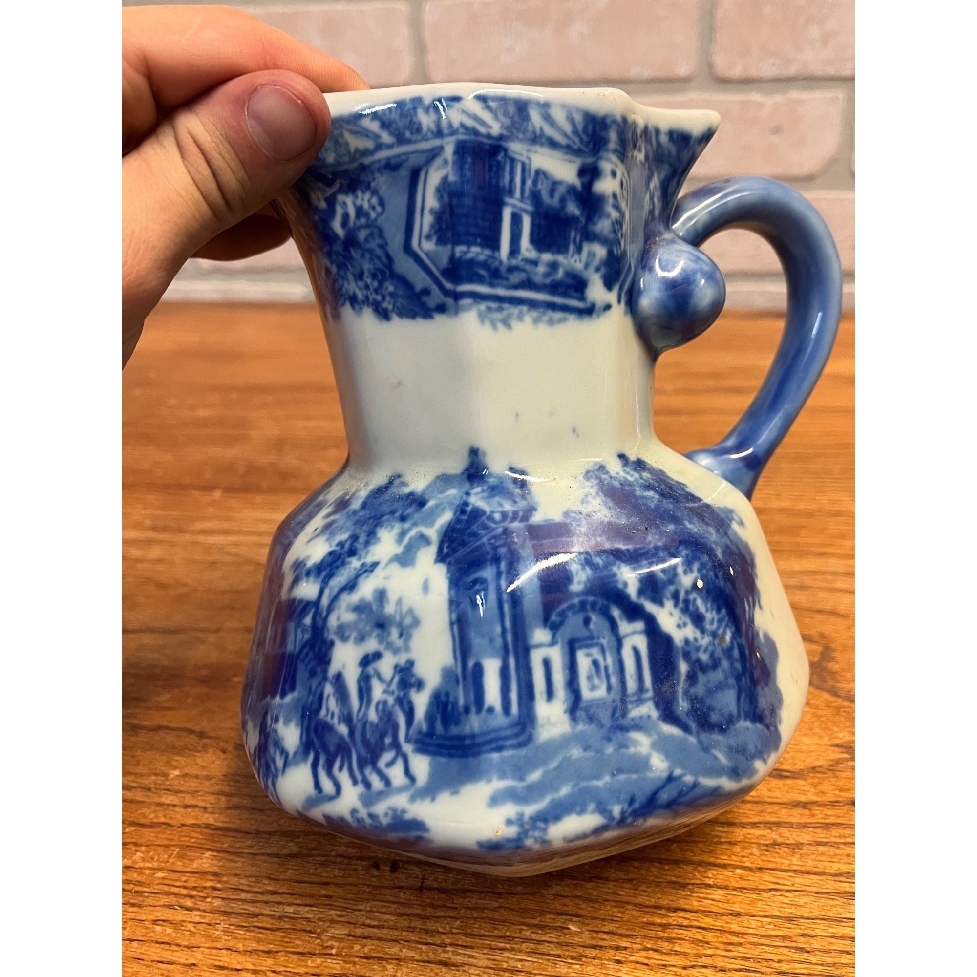 Vintage Victoria Ware Ironstone Water Pitcher Jug Flow Blue Antique 7"
