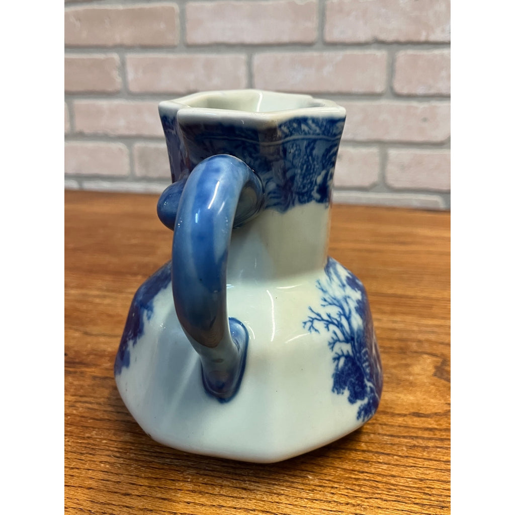 Vintage Victoria Ware Ironstone Water Pitcher Jug Flow Blue Antique 7"