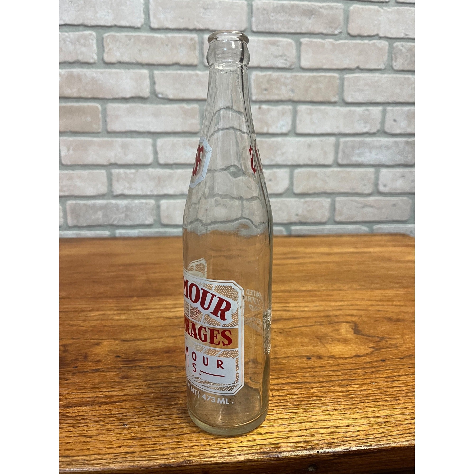 Vintage Seymour Beverages ACL 16oz Clear Glass Soda Bottle Wisconsin Wis WI