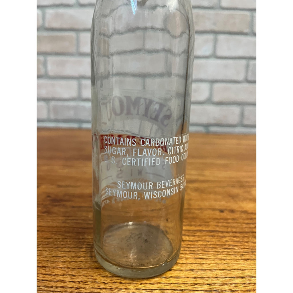 Vintage Seymour Beverages ACL 16oz Clear Glass Soda Bottle Wisconsin Wis WI