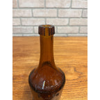 Antique Benedictine Wine Bottle Amber Brown Embossed Glass Bottle