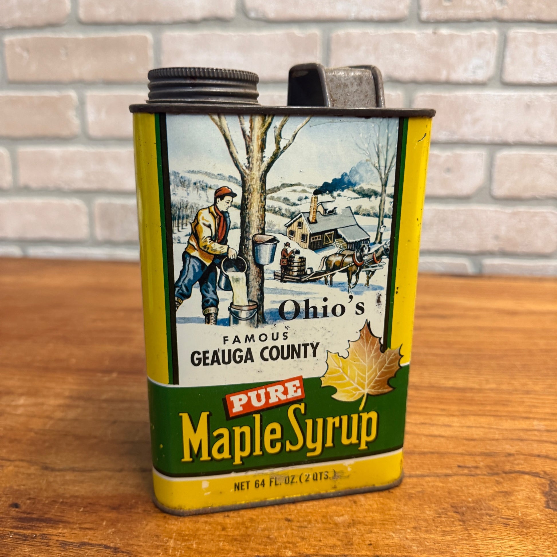 Vintage Ohio Geauga County Maple Syrup Tin 2 Quart Advertising Can