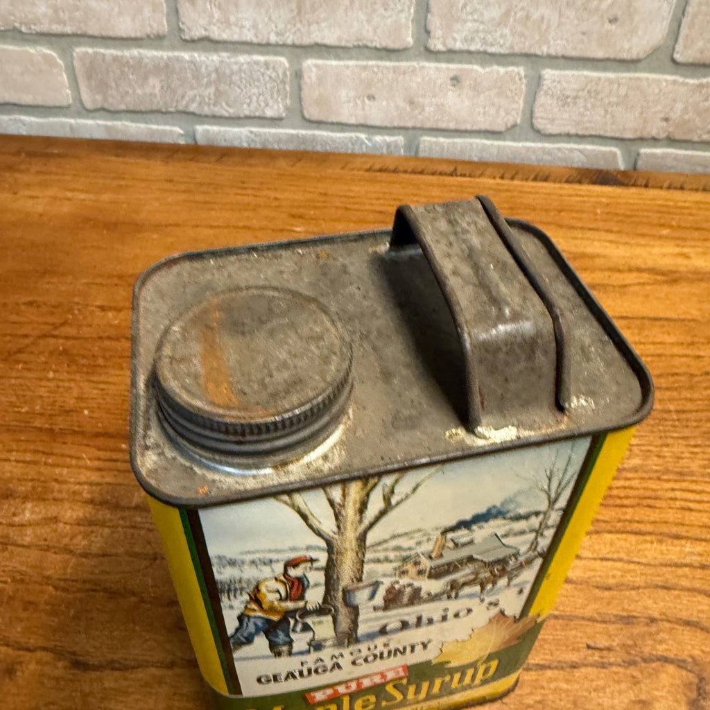 Vintage Ohio Geauga County Maple Syrup Tin 2 Quart Advertising Can